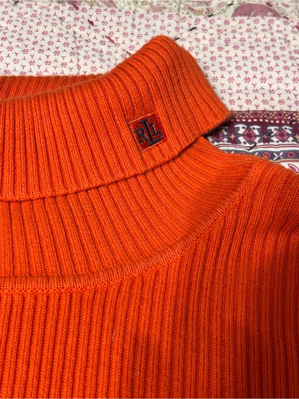 Ralph Lauren Orange Ribbed Turtleneck Sweater - Women